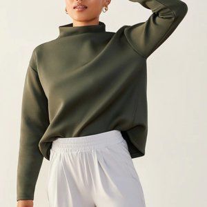 ADAY Like A Boss Pullover Mock Neck Moss Olive Green Small S